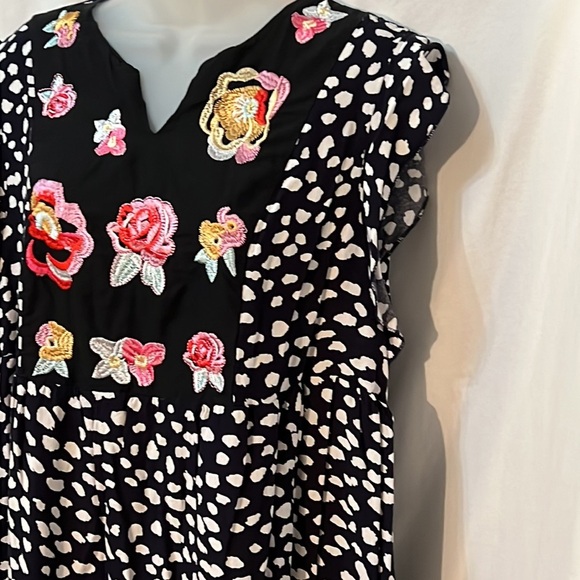 Kirundo Floral Embroidered Midi Dress Size XL Navy and White - Picture 4 of 9